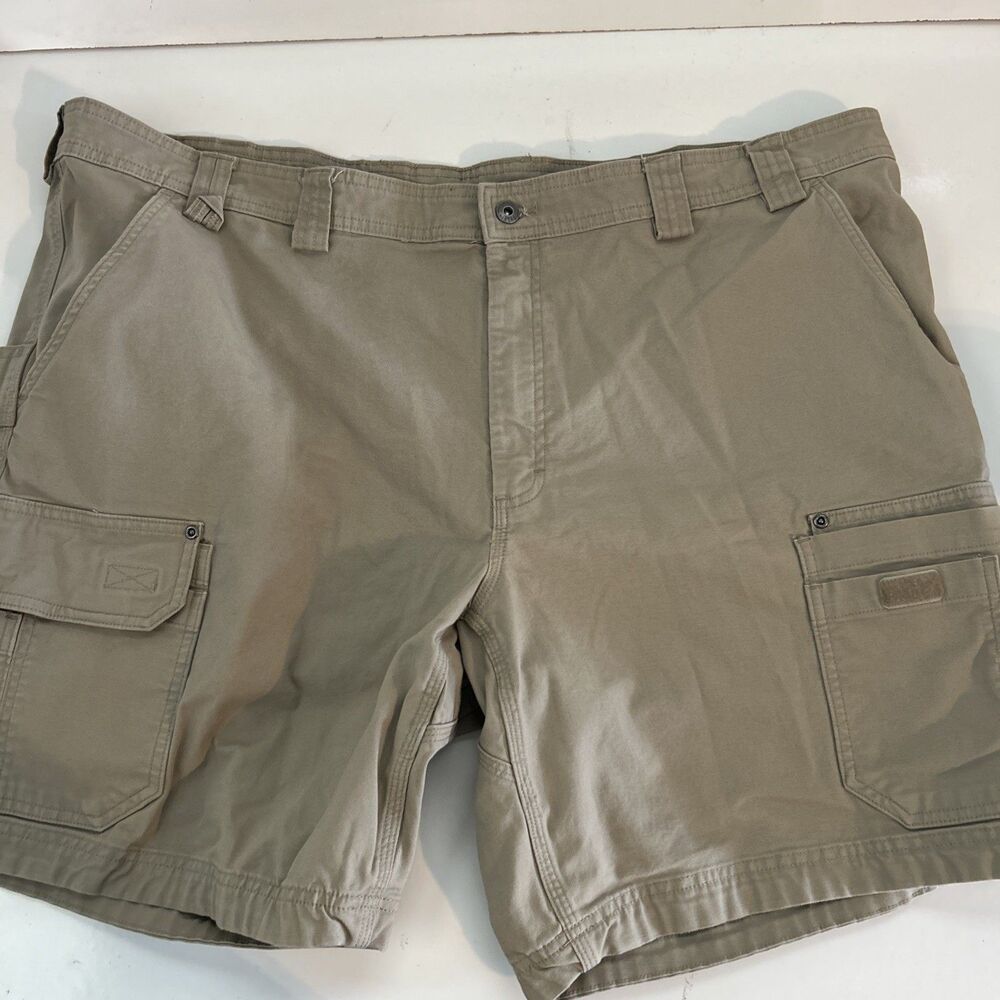 Duluth Trading Flex Fire Hose Tan Stretch Cargo Shorts Men's 46 Relaxed Fit
